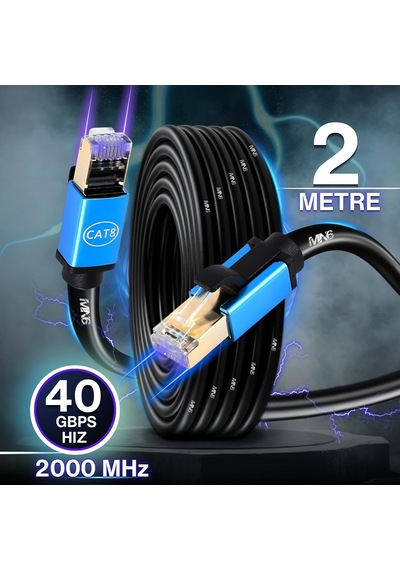 M111xf 2 Metre Cat8 Kablo/40gbps-2000mhz-26 Awg-s/ftp-2 Metre Cat8 Ethernet Kablosu