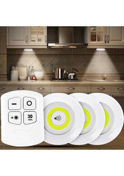 Uzaktan Kumandalı Yapışkanlı 3 Lü Led Spot Lamba 5468 Çok Renkli