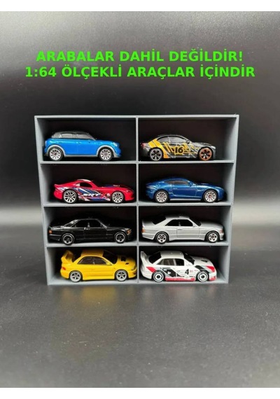 1:64 Ölçekli Oyuncak Araba Standı - 8 Araçlık