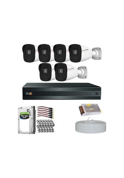 Rivo Dcam 6 Kameralı 40 Metre Gece Görüşlü Set 1tb 7/24 Hdd