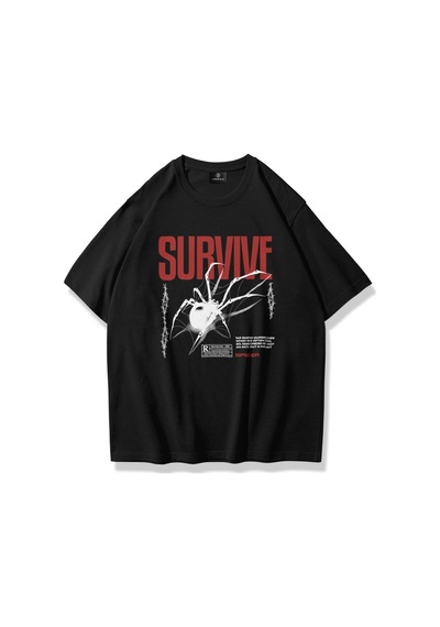 Flood Of Style Unisex Survive Tshirt Siyah