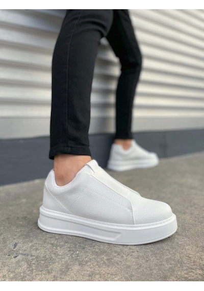 Jy007 Alba Bağcıksız Cilt Erkek Günlük Sneaker Ayakkabı Cbt Beyaz Beyaz
