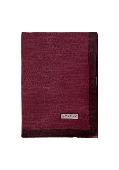 Vakko Pamuk İpek Şal - Helezon Monogram - Bordo
