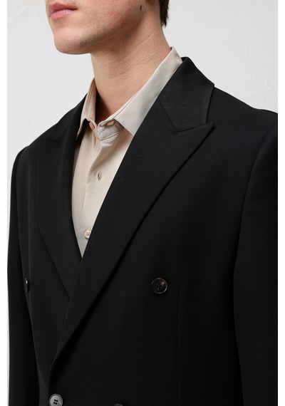 Antioch Relax Fit Kruvaze Erkek Blazer Ceket Siyah