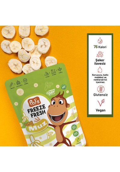Pol's Freeze Fresh Dondurularak Kurutulmuş Kukuli Muz 20 Gr 20 G