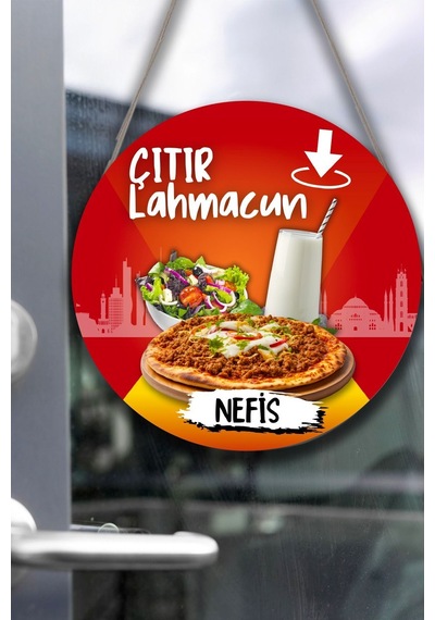 Lahmacun Salonu Için Duvar, Kapı, Çift Taraflı Askılı Pano Karşılama Tabelası, Restoran Süs Dekor