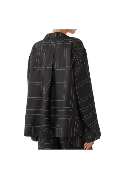 Toteme Saten Monogram Pijama Üstü Siyah