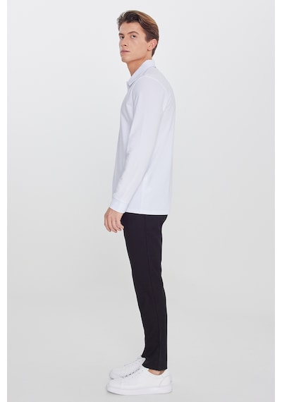 AC&Co / Altınyıldız Classics  Erkek Sıyah Slim Fit Dar Kesim Yünlü Yan Cepli Takım Elbise Pantolonu Siyah