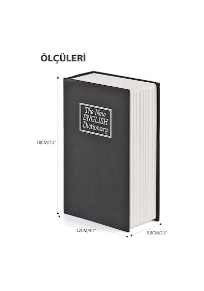 Büyük Boy Kitap Görünümlü Anahtarlı Çelik Kasa Altın Takı Kutusu Kasa Kumbara Kilitli Sandık 180x115