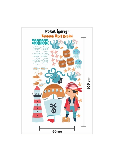 MSticker Korsan Ve Deniz Figürleri Çocuk Ve Bebek Odası Sticker