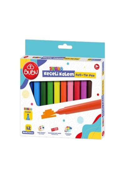 Bu-bu Jumbo Keçeli Kalem 5mm. Karton Kutu 12 Renk Bubub-kec003 12 Renk