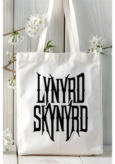 Art Hediye Lynyrd Skynyrd Baskılı Bez Çanta Kişiye Özel Model 2 Çok Renkli