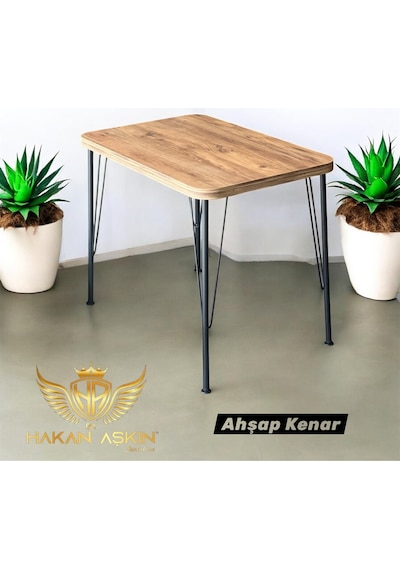 By Hakan Aşkın Siyah Metal Ayaklı 60x90 Cm Kalınlıklı Tek Masa Ahşap Kenar Mutfak - Balkon - Çalışma Masası Kahverengi By Hakan Aşkın Siyah Metal Ayaklı 60x90 Cm Kalınlıklı Tek Masa Ahşap Kenar Mutfak - Balkon - Çalışma Masası Kahverengi