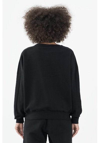 Maraton Sportswear Oversize Kadın Kapşonlu Uzun Kol Basic Siyah Sweatshirt 22953-siyah