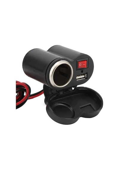 Powermaster Pm-20493 Dc 12-45v Motosiklet Çakmaklık Usb Şarj Soketi Su Geçirmez Kapaklı