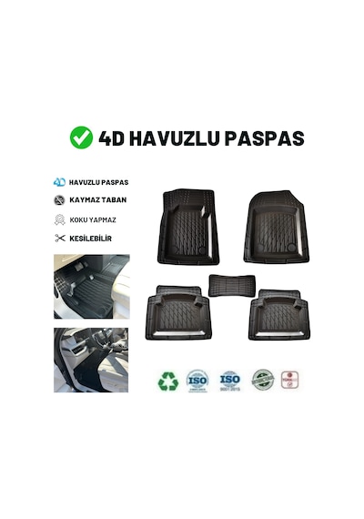 Volkswagen New Beetle 2011 4d Havuzlu Üniversal Yeni Nesil Paspas Siyah Gold Seri