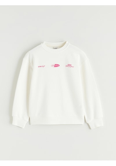 LC Waikiki Lcw Kids Ekru Baskılı Kız Çocuk Sweatshirt Ecru