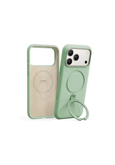 Torras Apple iPhone 17 Pro / 18 Pro Uyumlu O Stand Spin Silicone Serisi Magsafe Kılıf Yeşil