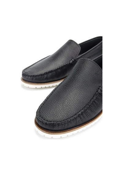Tamer Tanca Erkek Hakiki Deri Siyah Loafer Ayakkabı 355 13970 Erk Ayk Y24 Sıyah Fltr Siyah