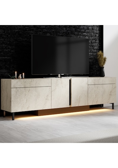 Paris Siyah Demir Ayaklı Rgb Led Işık Sistemli Traverten Tv Ünitesi Tv Sehpası Traverten - Siyah Paris Siyah Demir Ayaklı Rgb Led Işık Sistemli Traverten Tv Ünitesi Tv Sehpası Traverten - Siyah