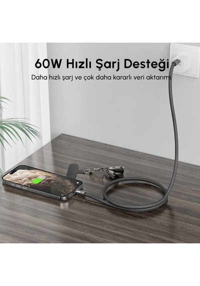 Ven-dens Vd-dcs02 Premium Usb-c Örgülü Şarj Kablosu 60w