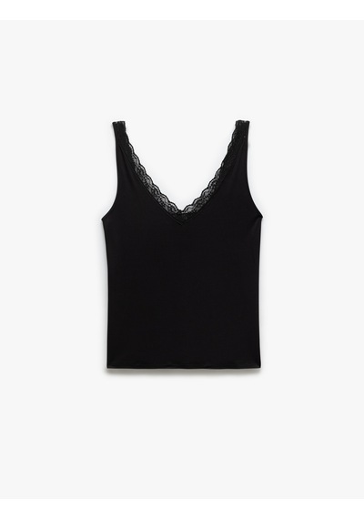 Koton Dantel Detaylı Kolsuz Viskon Atlet Pijama Üstü Siyah 5slk90045mk Siyah Koton Dantel Detaylı Kolsuz Viskon Atlet Pijama Üstü Siyah 5slk90045mk Siyah