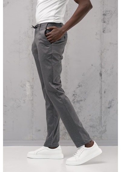 Beli Lastikli Ve İplikli Rayon Kumaş Regular Fit Likralı Jogger Pantolon gri