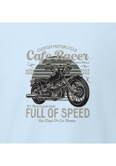 Wildstyle Cafe Racer Full Of Speed Motosiklet Vintage Hız Baskılı Unisex Bisiklet Yaka Pamuklu Tişört - Bebek