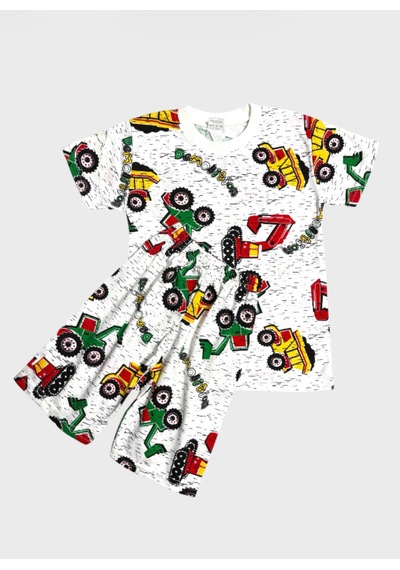 Aliş Kids Erkek Çocuk Pamuklu Beyaz Kepçe İş Makinesi Desenli Kısa Kollu Şortlu Yazlık Pijama Takımı Aliş Kids Erkek Çocuk Pamuklu Beyaz Kepçe İş Makinesi Desenli Kısa Kollu Şortlu Yazlık Pijama Takımı