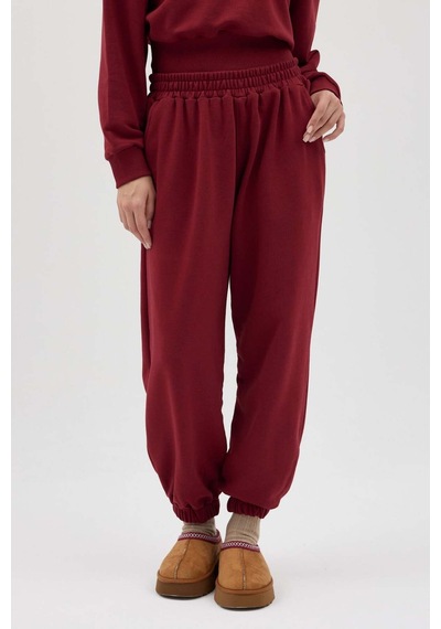 Buly Cozy Beli Lastikli Jogger Eşofman Altı Bordo