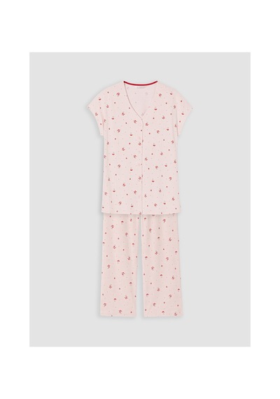Lcw Dream Pembe V Yaka Desenli Kadın Pijama Takım