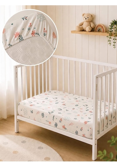 Aras Bebe Müslin Lastikli Bebek Çarşafı 60x120 CM - Çiçek