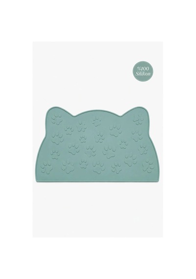 %100 Silikon Kokusuz Plastik Ve Pvc İçermez Kedi Beslenme Paspası Kedi Mama Matı-mint