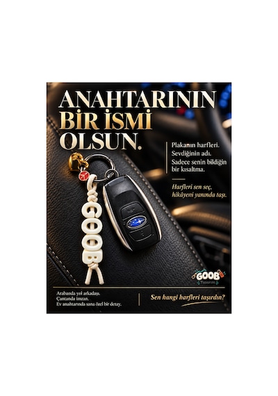 İsme Özel Anahtarlık/charm/aksesuar/çanta Aksesuarı Krem Krem