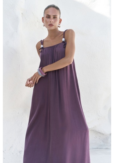 Mai Collection Mai Studios Co. Kasteli Boncuk Detay Bordo Elbise Bordo