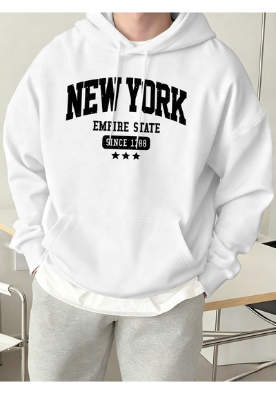 Startmore Startmorenew York Empire State 1788'den Bu Yana Desen Erkek Sonbahar Günlük Kapüşonlular Moda Spor Kaz Beyaz