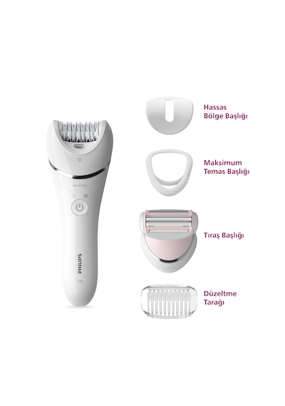 Philips BRE710/05 Epilatör (Yüz+Koltuk alti+Bikini Bölgesi+Bacak)Islak-Kuru,Işıklı,Kablosuz