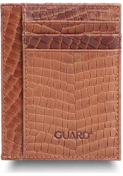 Guard Texas Baskı Taba Hakiki Deri Kartlık Erkek / Kadın P1092 Taba
