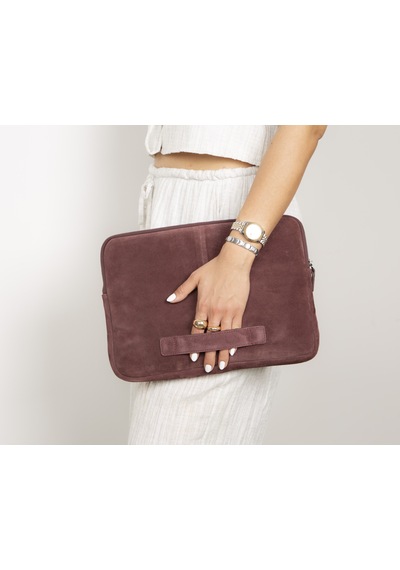 Burgundy Still Hakiki Süet Deri 13-14 İnç Macbook Uyumlu/laptop Kılıfı Bordo
