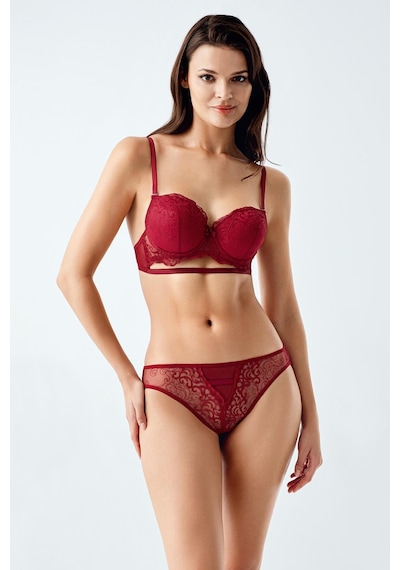 Luw 6116 Bordo Dolgulu Sütyen Külot 2Li Takım Bordo