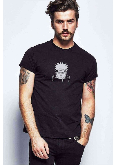 Naruto Baskılı Siyah Erkek Tshirt