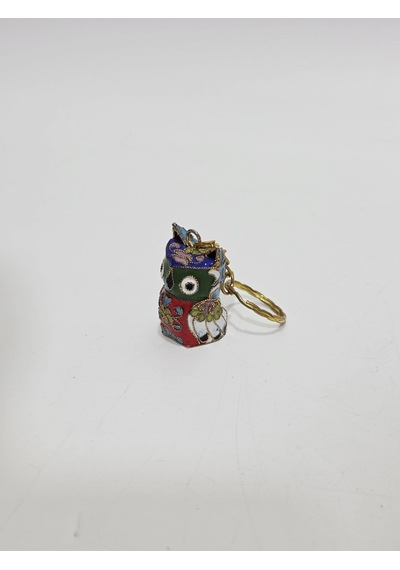 Antika Cloisonne Minyatür Baykuş Anahtarlık 3,7x2,3cm 153