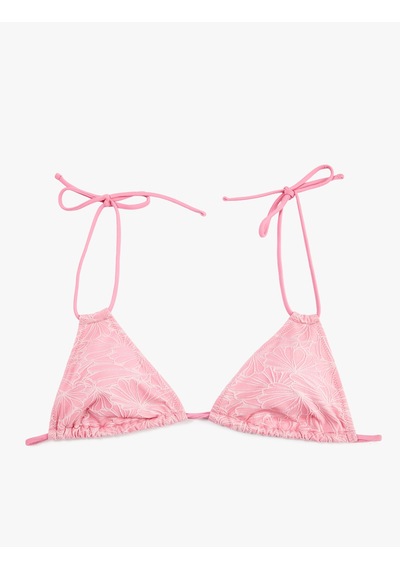 Koton Koton X Sibil Çetinkaya - Çift Bağlama Detaylı Dokulu Çiçekli Bikini Üstü Pembe Desenli 6sak10081mm