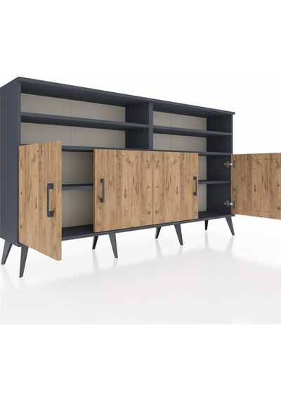 Arges Konsol 6 Raflı 4 Kapaklı 176x30x99 Antrasit-çam Antrasit-çam Arges Konsol 6 Raflı 4 Kapaklı 176x30x99 Antrasit-çam Antrasit-çam