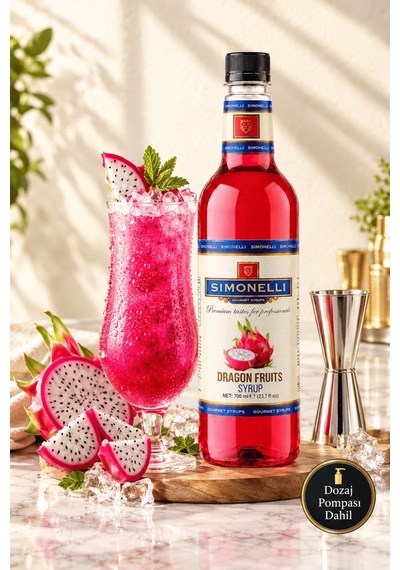 Simonelli Ejder Meyvesi Dragon Fruit Pitaya Aromalı Kahve ve Kokteyl Şurubu 700 ML + Pompa