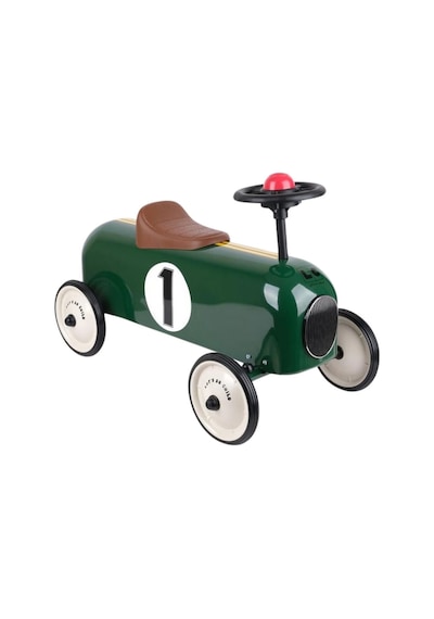 Vintage Minik Klasik Pedallı Araba Yeşil Metal Gövde Sessiz Tekerlek Ergonomik Koltuk Çok Renkli