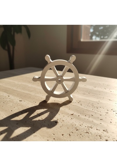 10x10cm Gemi Dümeni Dekoru - Premium 10 Santimetre