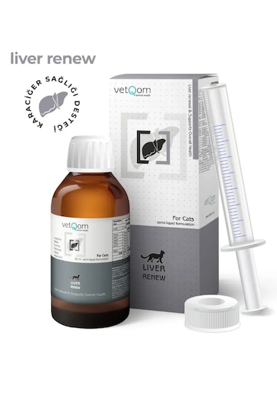 Vetqom Liver Renew Kedi Karaciğer Desteği Karaciğer Yağlanması, Sarılık, İştahsızlık, Alt/ast Düşürücü & Enginar Ekstreli Damla
