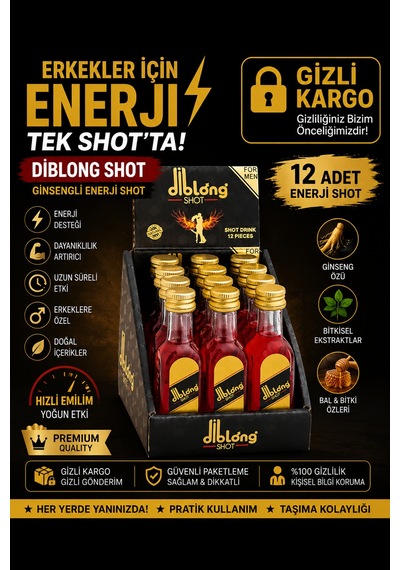 Diblong Shot Ginsengli Enerji Shot 12 Adet Ginseng Özlü Bitkisel Enerji İçeceği For Men
