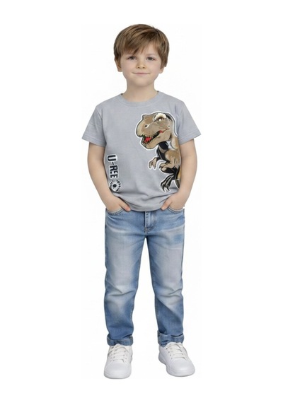 Yale Kids 3-8 Yaş Erkek Çocuk %95 Pamuklu Tişört Gri